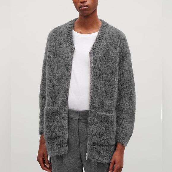 COS Oversized Gray Mohair Sweater Cardigan